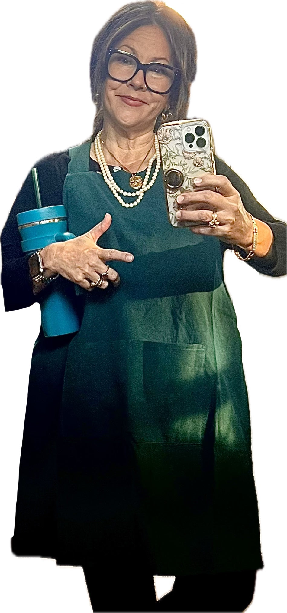 Peacock Blue Cross Back Apron